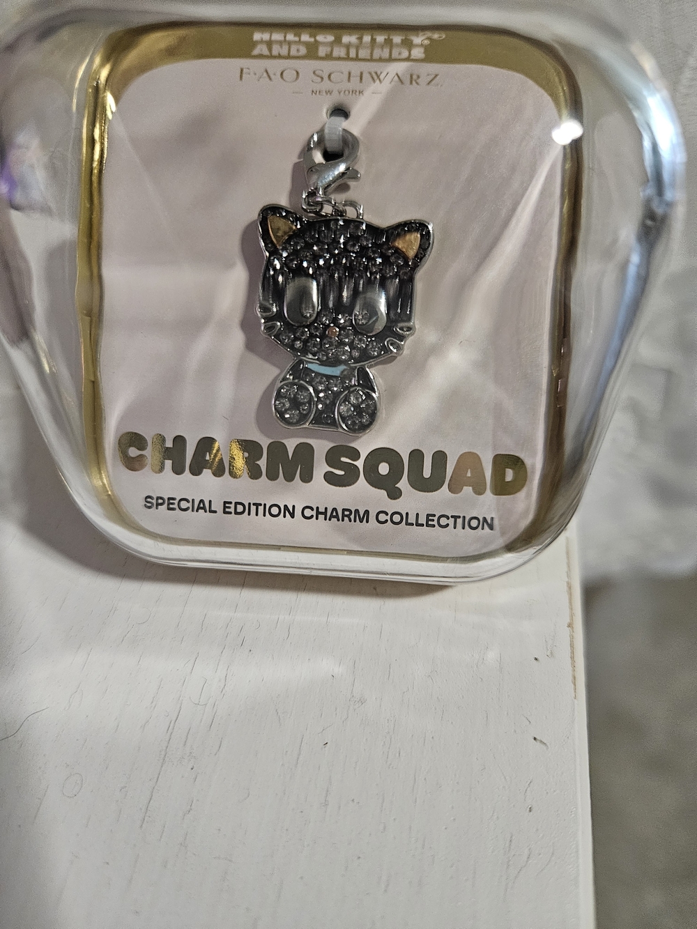 Chococat FAO Schwarz Silver and Gold Charm with Black Accents